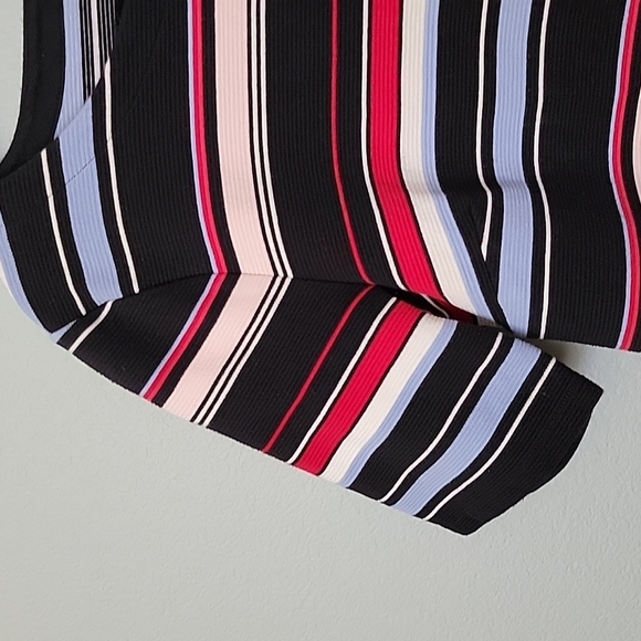Talbots Artsy Vibrant Multicolored striped boxy top Short Sleeve medium - Picture 4 of 8